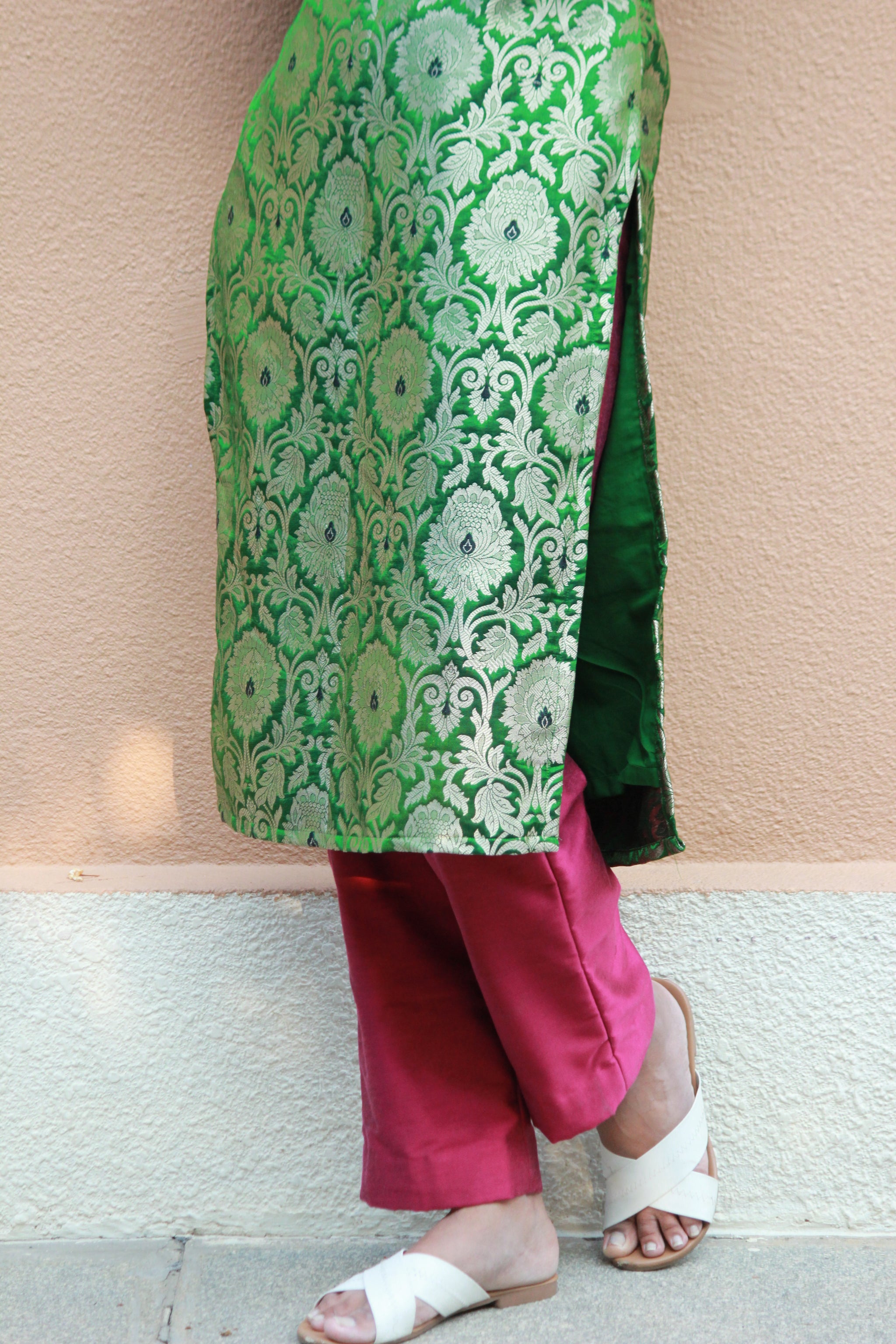 Women's Lilac Charm Brocade Straight Kurti With Straight Pants - Anokh –  Trendia